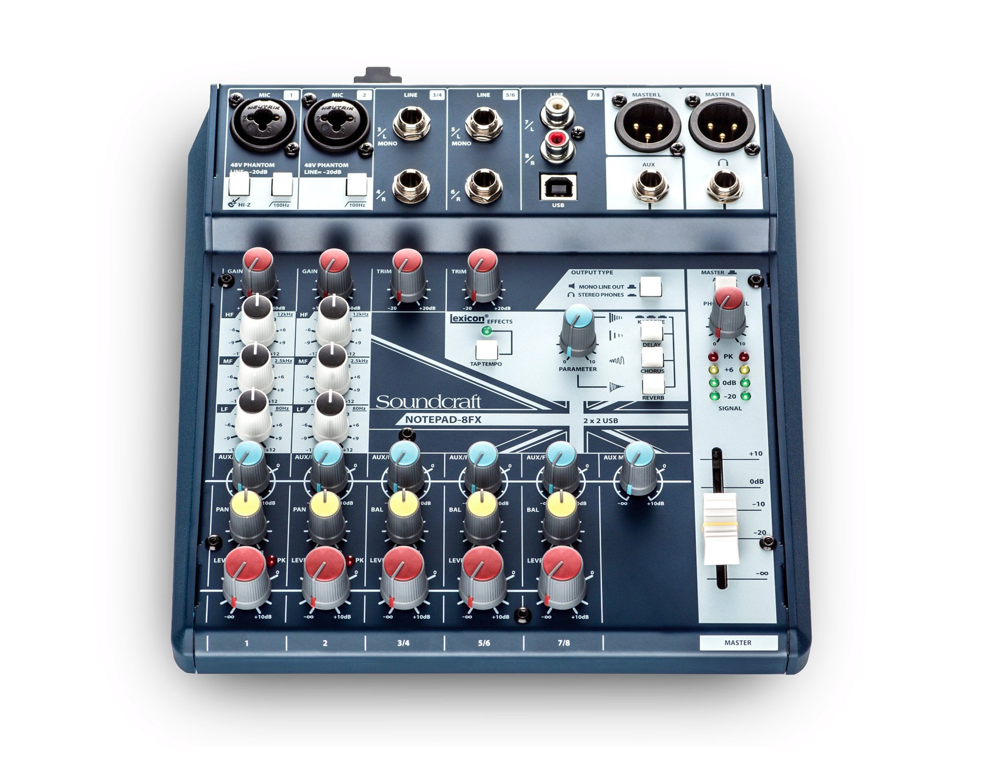Soundcraft　Full　Mixer　Lexicon　Notepad-8FX　Compass　8-Channel　Compact　Effects　Analog　With　And　USB　Systems