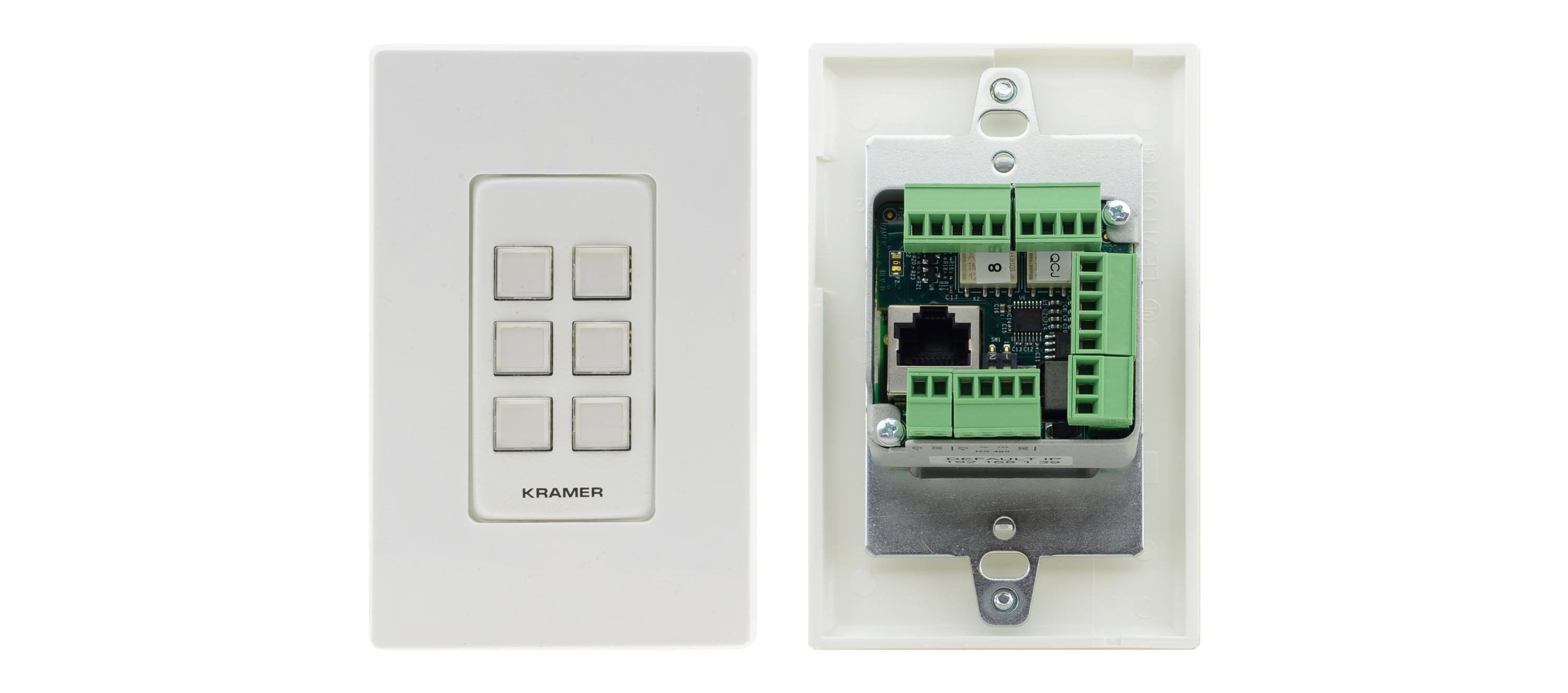 Kramer RC-206US-D-WB 6–Button Ethernet And KNET 1-Gang Control Keypad  WhiteBlack | Full Compass Systems