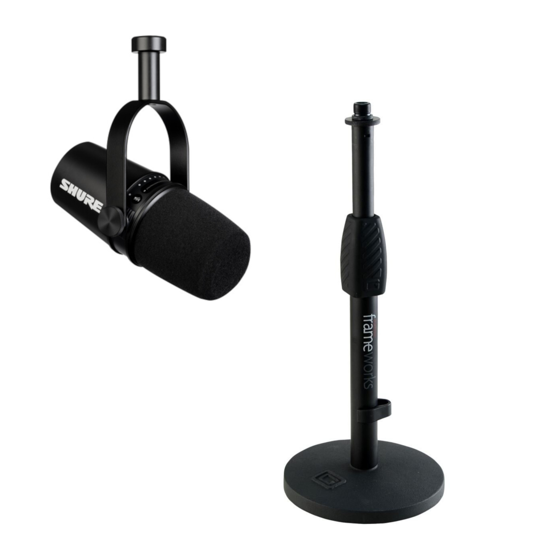 Shure MV7 Basic Bundle Podcast Microphone And Desktop Mic Stand