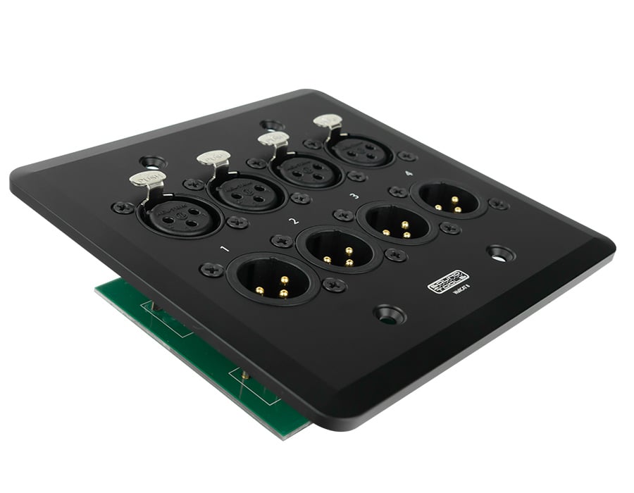 SoundTools WallCAT 8 XLR Black Two Gang Wall Panel with 4