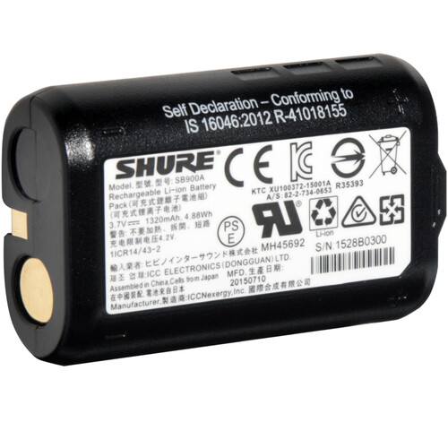 Shure SB900B Lithium-Ion Rechargeable Battery for P3RA Shure SB900B Lithium-Ion Rechargeable Battery for P3RA
