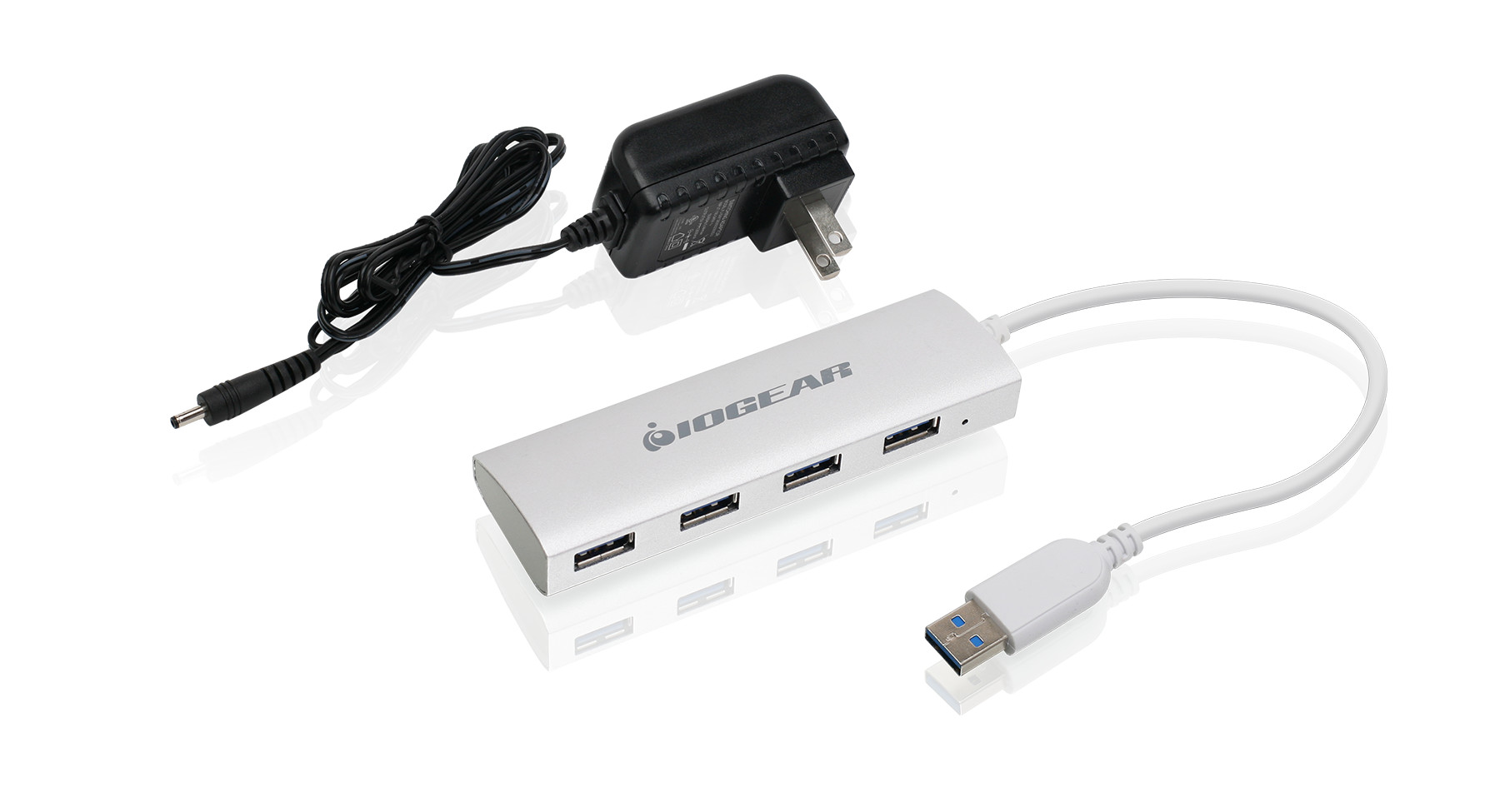 Photos - Card Reader / USB Hub IOGEAR GUH304P ALUMINUM USB 3.0 4 PORT HUB POWER SUPPLY 