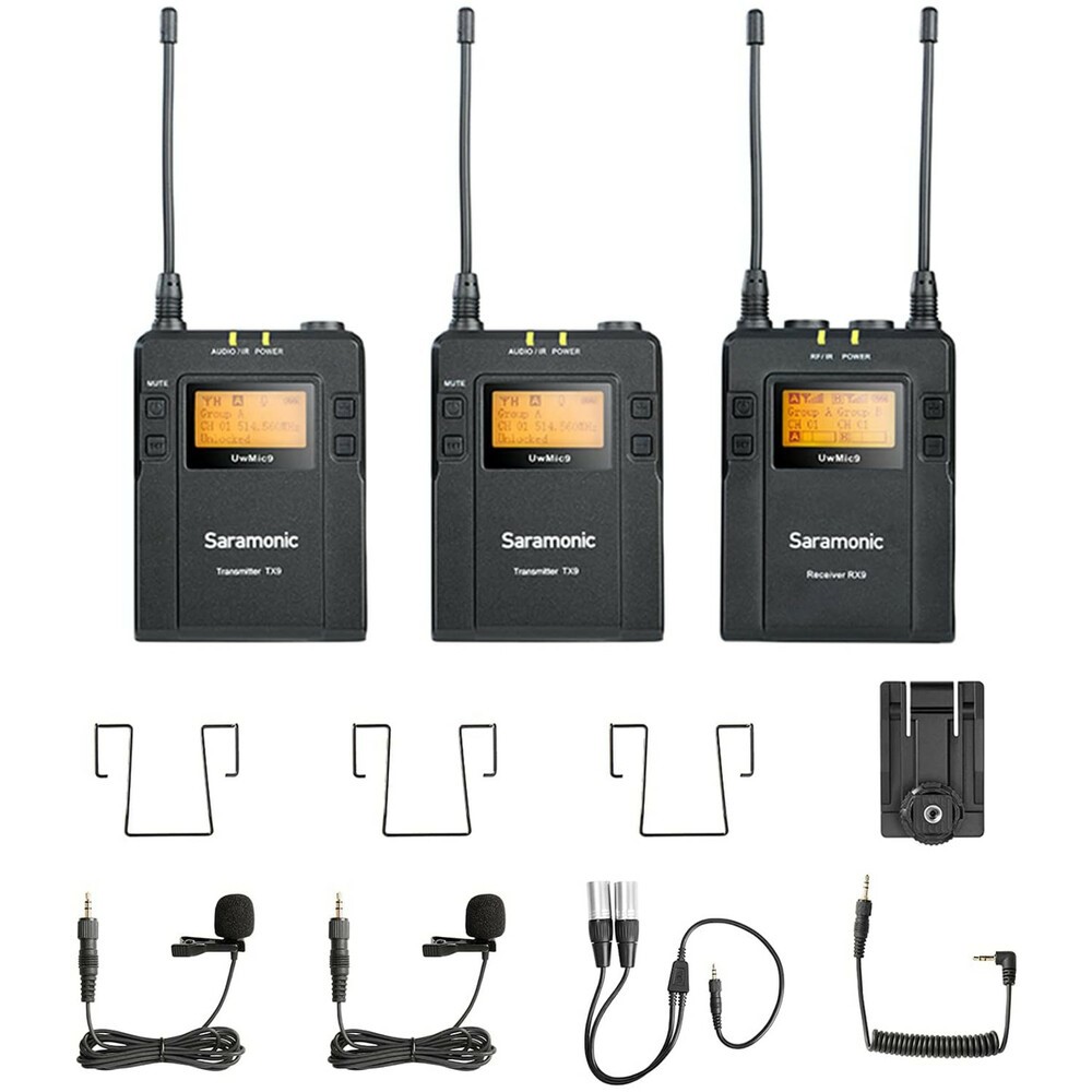 Saramonic UWMIC9TX9TX9RX9 Two Wireless Lavalier Mic Systems With 2-Channel  Receiver