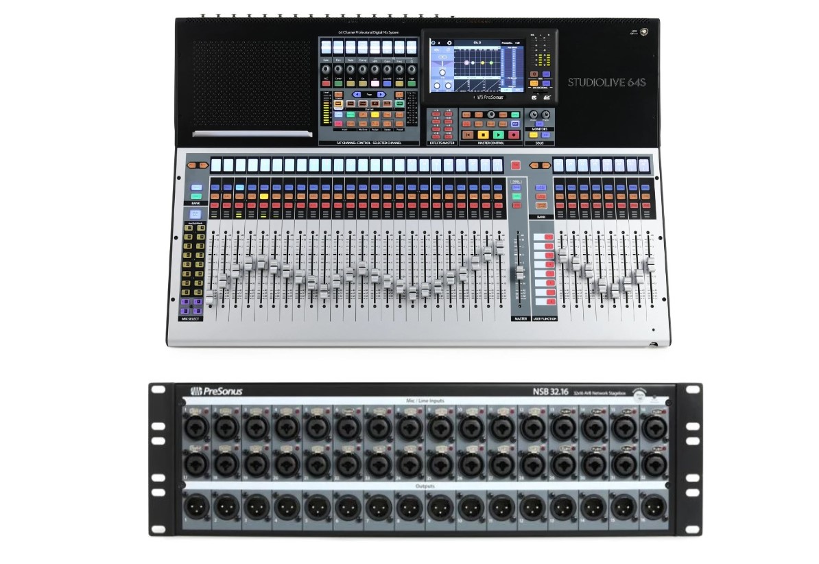 PreSonus StudioLive 64S NSB 32.16 Bundle Digital With 32-Channel AVB Networked Stage Box | Full Compass