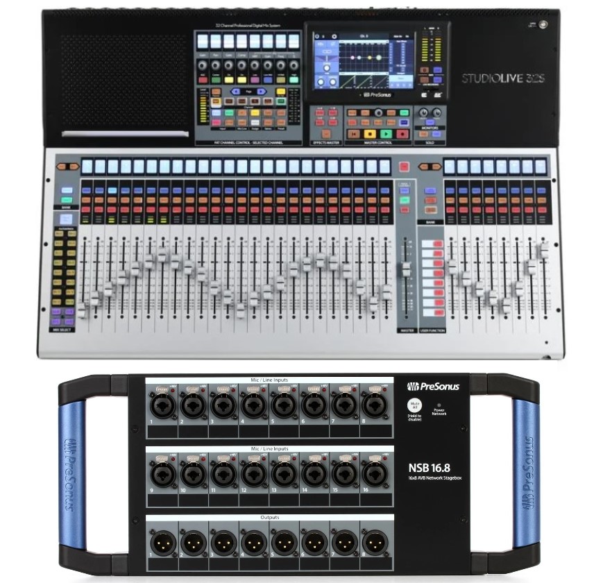 PreSonus StudioLive NSB 16.8 Bundle 32-Channel Digital Mixer With 16x8 AVB Networked Stage Box Full Compass Systems