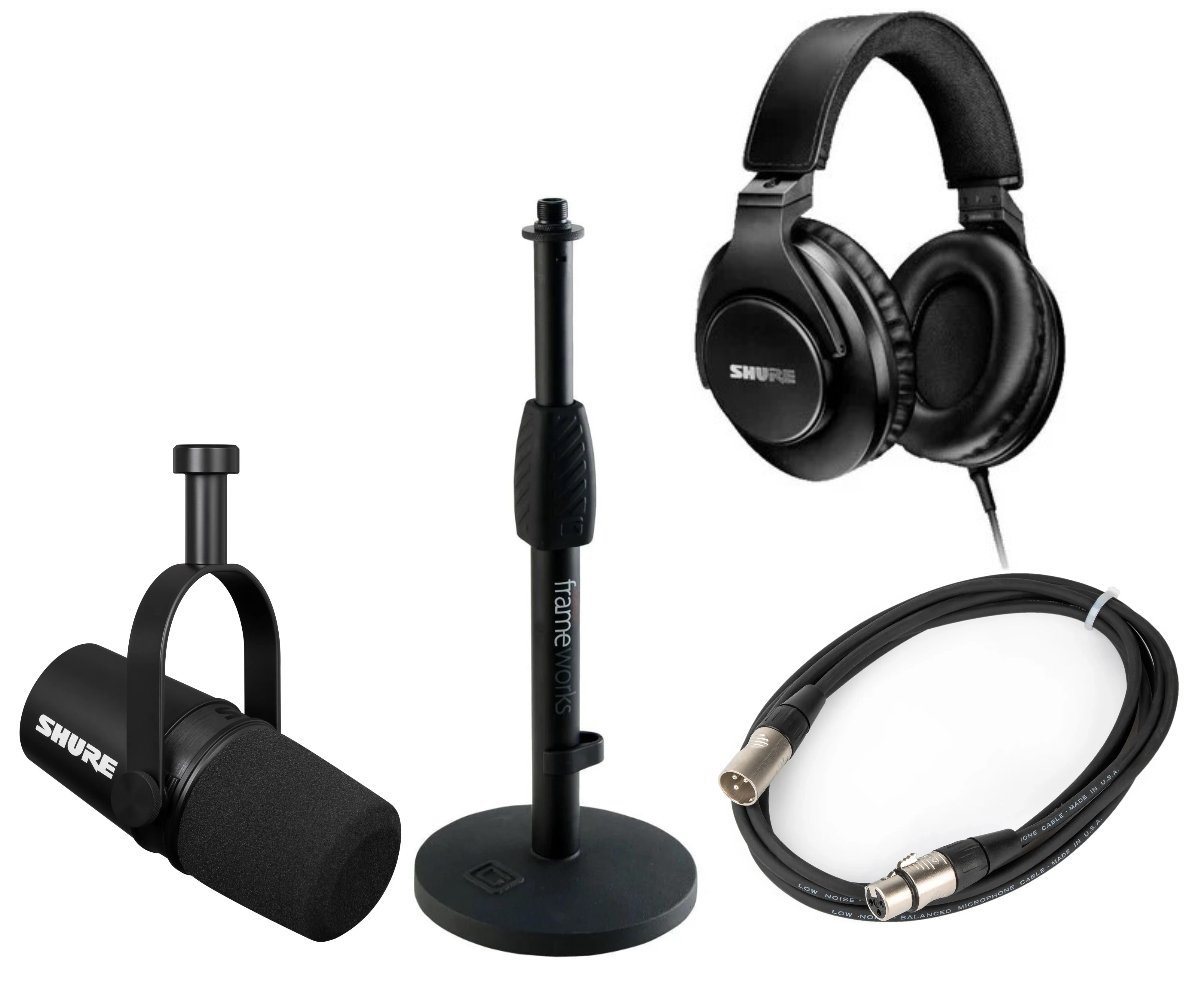 Shure MV7 Podcast Microphone Kit with Mic Stand and Headphones