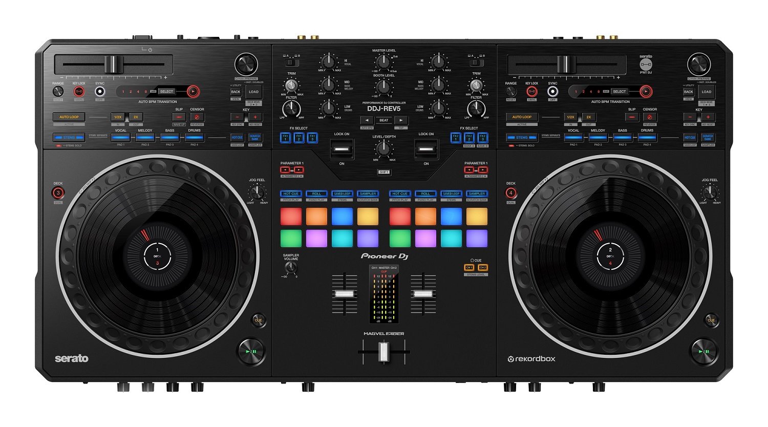 Pioneer DJ DDJ-REV5 Scratch-Style 2-Channel Performance DJ Controller for  Serato DJ Pro and rekordbox