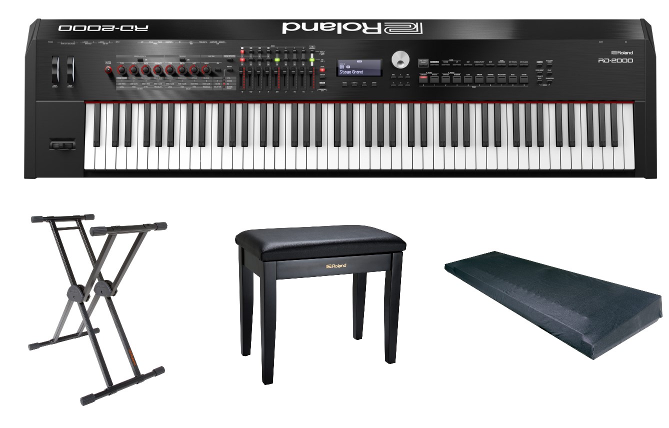 Roland RD-2000-K 88-Key Hammer Action Piano With Essential Accessory Bundle