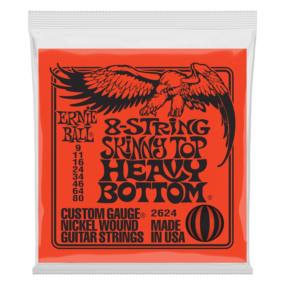 Ernie Ball P02624 Skinny Top Heavy Bottom Slinky 8String E-Guitar Strings 9-80 for sale