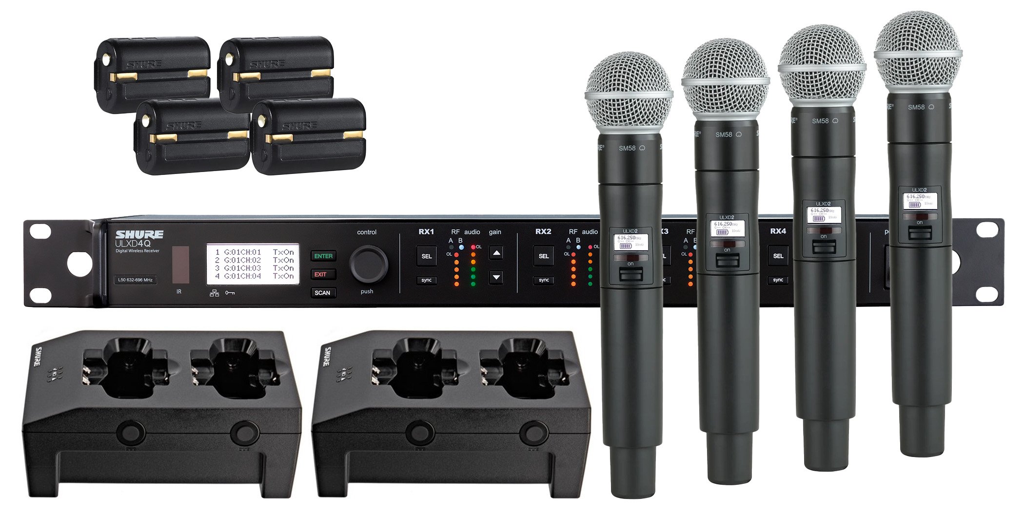 Shure ULXD24Q/SM58-G50 ULXD Quad Channel Handheld Wireless Shure ULXD24Q/SM58-G50 ULXD Quad Channel Handheld Wireless