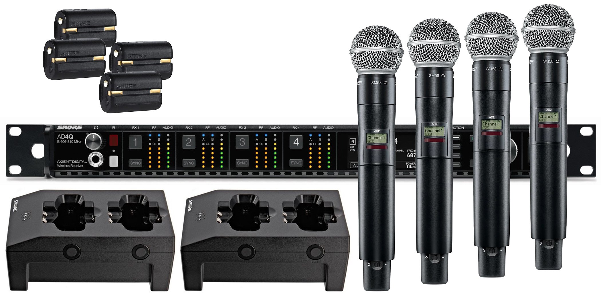 Shure QLXD 8-Channel Digital Wireless Handheld Microphone Package