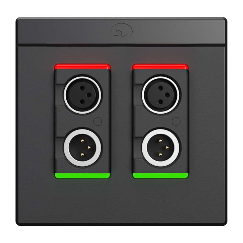 Symetrix 80-0223 xIO XLR 2x2 Dante Dual-Gang Wallplate, RGB