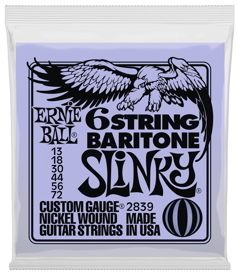 Ernie Ball Slinky 6-String with Small Ball End Baritone Guitar Strings, 13-72 Gauge for sale