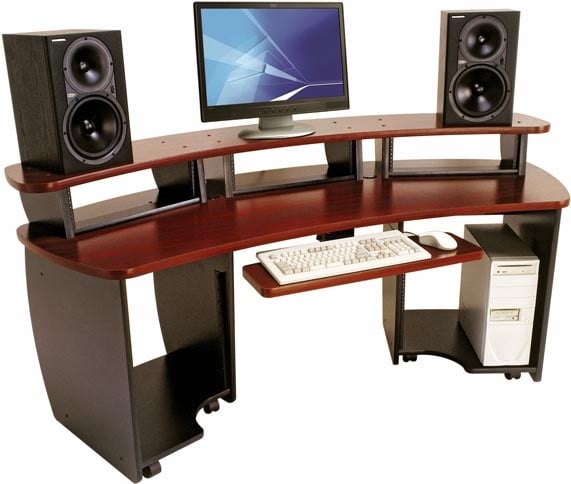 Omnirax OMNI DESK MF OmniDesk Audio Video Editing Desk in Mahogany Finish Full Compass Systems