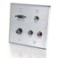 Cables To Go 40506 Double Gang A/V Wall Plate, HD15 VGA + 3.5mm + Composite Video + Stereo Audio, Brushed Aluminum Image 1