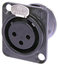 Neutrik NC3FD-L-BAG 3-pin XLRF Panel Mount Connector, Black Image 1