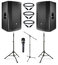 JBL Dual PRX815W Bundle 3 Bundle With 2 PRX815W Active Speakers, AKG D5 Microphone, Mic Stand, Speaker Stands And Cables Image 1