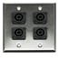 Whirlwind WP2/4NL4 Dual Gang Wallplate With 4 NL4 Connectors, Silver Image 1