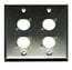 Whirlwind WP2/4NDH Dual Gang Wallplate With 4 D Series XLR Punches, Silver Image 1