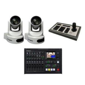 Two PTZOptics Cameras, PTZOptics Controller, Roland VR-4HD AV Mixer Video Streaming Bundle
